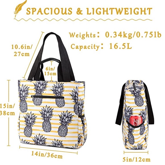 Water resistant beach bag/tote with Zipper. - Picture 3 of 12